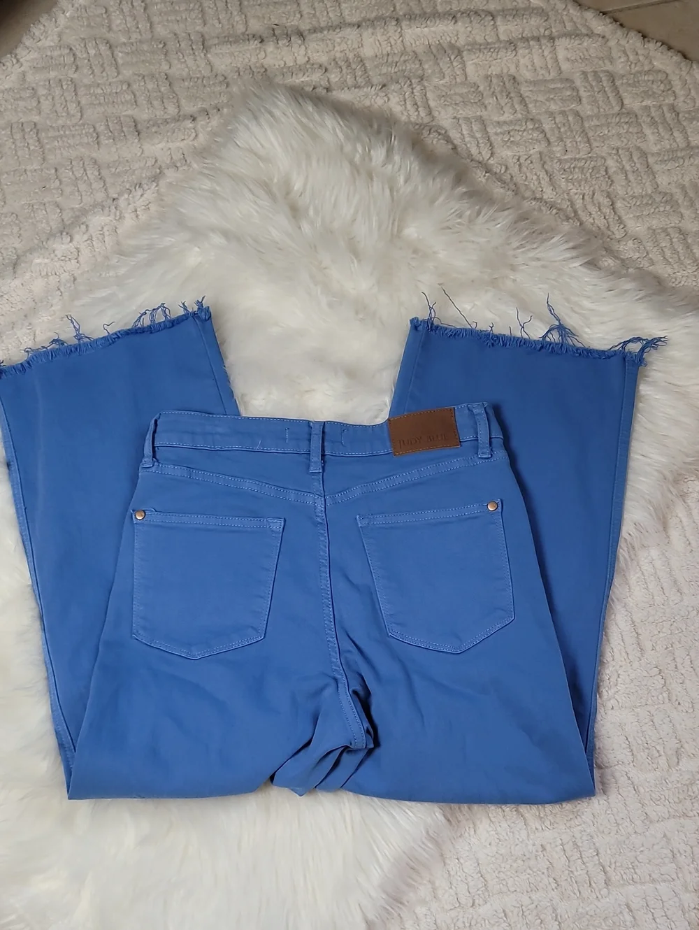 Judy Blue Garment Dyed High Rise Crop Wide Leg Jean Womens 7/28 Sky Blue Preppy